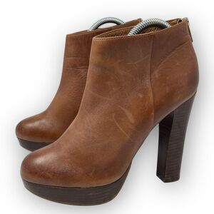 Aldo Ankle Booties Boots Brown Leather Platform Heels Women’s Size EU 40 US 9